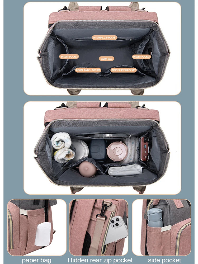 Baby Changing Bag with Folding Crib